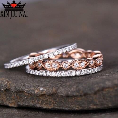 3 pieces/set of luxurious retro lady Ring Engagement Wedding Dress jewelry inlaid with zircon CZ exquisite gifts Womens rings