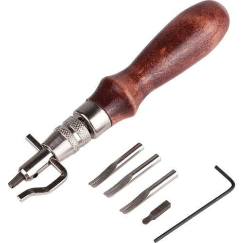 5 In 1 Leathercraft Stitching Leather Groover Edger Beveler DIY Leatherworking Tools Sew Crease Leather Tool Kit