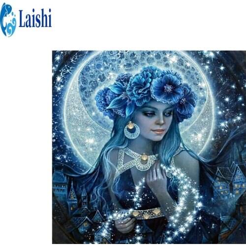 Diy 5d Diamond Painting Blue moon girl Cross Stitch Square Round Diamond Embroidery Handwork Rhinestone ArtHome decoration