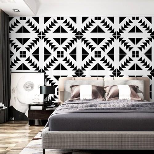 White Black Nordic Plaid Wall Papers Home Decor Ins Geometric Ceiling Roof Wallpaper For Living Room Background Walls