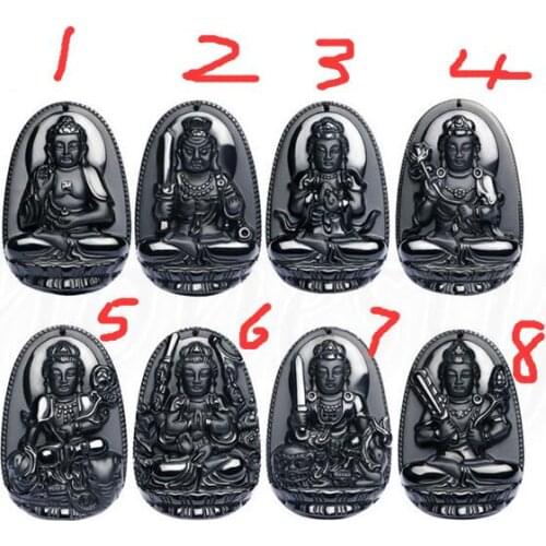 Free Shipping Details about Unisex Black Obsidian Bodhisattva Guan yin Lucky Blessing Beads Pendant Necklace