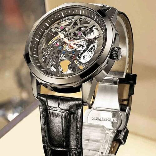 AILANG Top Luxury Brand Skeleton Watches Mechanical Automatic Watch Men Sport Clock Casual Business Wrist Watch Relojes Hombre