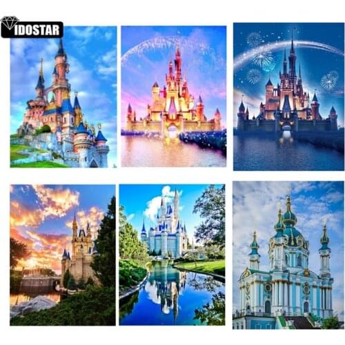 IOOSTAR 5D DIY Diamond Painting Full Square Castle Diamond Embroidery Scenery Cross Stitch Home Furnishing decoration