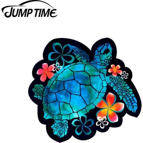 JumpTime 13 x 10.8cm For Sea Turtle with Flowers Car Stickers Laptop Decal Bumper Surfboard Waterproof VAN Laptop Car Styling