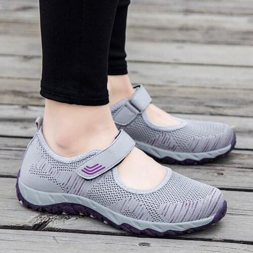 Summer shoe women sneakers 2021 fashion hook&hoop sneakers women shoes breathable comfortable mesh mom casual shoes woman flats