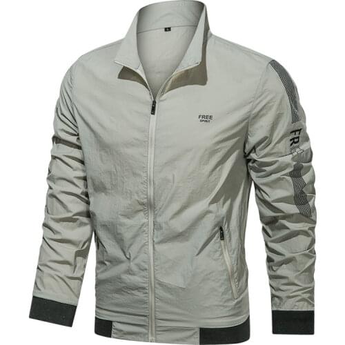 2021 Spring Summer Jacket Coat Men Casual Fashion Solid Color Windbreaker Jacket Male Outwear High Quality Clothes HA156