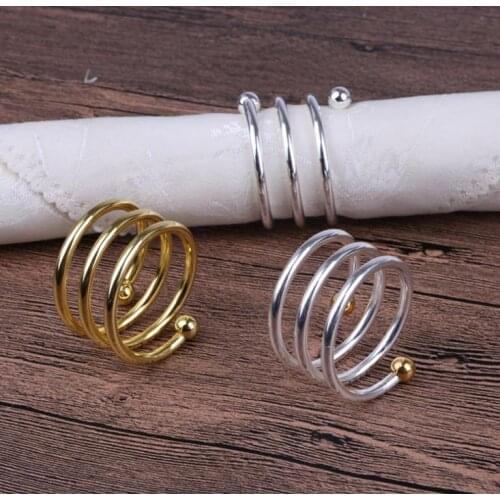 Metal Wedding Napkin Ring Special Spring Design Gold Napkin Rings Table Kitchen Serviette Holder Dinner Party Christmas Decor SN