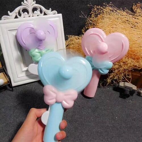 Candy color mini carton heart hand presser fan.children lovely safty enviromental fan