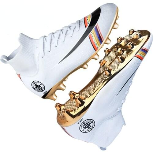 Mens High Ankle Cleats Soccer Shoes Teenager Antiskid Grass Training Football Boots FG/TF Kids Breathable Soft Outdoor Sneakers