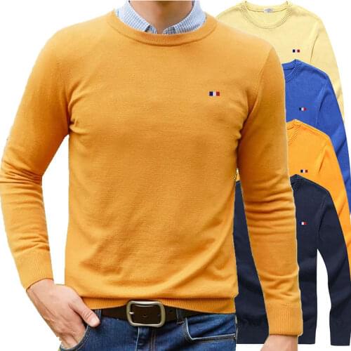 Mens Sweater Autumn And Winter New Official Casual Pullover Fashion Black Round Neck Cotton Slim Embroidered LogoTops