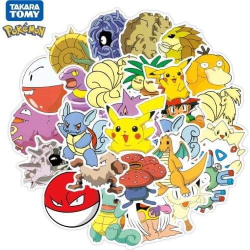 50pcs / set Pokemons Stickers For Luggage Skateboard Phone Laptop Moto Bicycle Wall Guitar Sticker DIY Waterproof Sticker