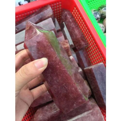 400-500g dropshipping Natural Stawberry quartz obelisk crystal wand tower gemstone point healing for home Decoration