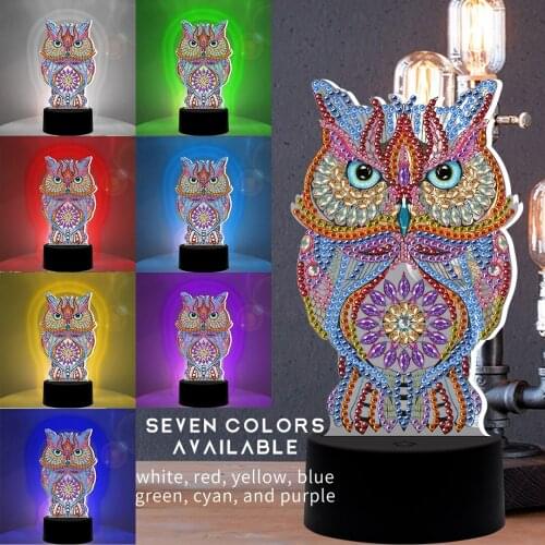 New Design DIY Cross Diamond Light Pad Table Light Owl 7 Colors Diamond Mosaic Cross Stitch Special Round Square Diamond
