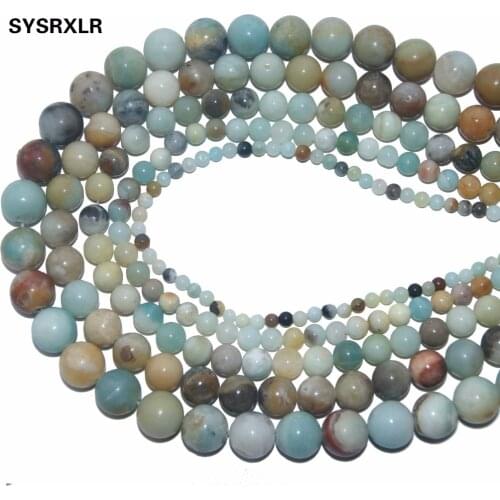 Wholesale Natural Stone Colorful Amazonite Round Loose Beads For Jewelry Making DIY Bracelet Necklace 4/6/8/10/12 MM Strand