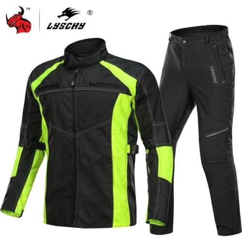 LYSCHY Autumn Winter Motorcycle Jacket Pants Suit Motorbike Riding Moto Jacket Protective Gear Waterproof Cold-proof Armor