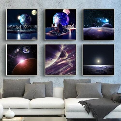 Posters And Prints Wall Art Painting Sun Venus Saturn Earth Pluto Planet Printed Modular Picture Home For Living Room Decor