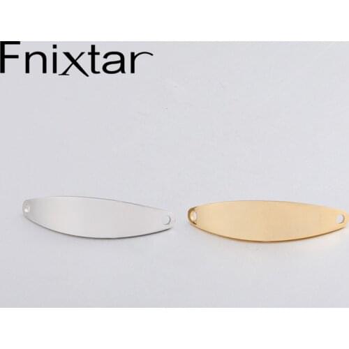 Fnixtar Stainless Steel Mirror Polished Bend Blank Stamping Plate Rectangle Connector Charm DIY Curved Jewelry 20piece/lot