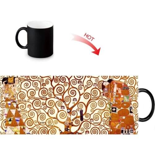 Custom Gustav Klimt Work Pattern Color Change Water Mug 350ml Heat Reveal Coffee Cups Temperature Sensitive magic Mugs