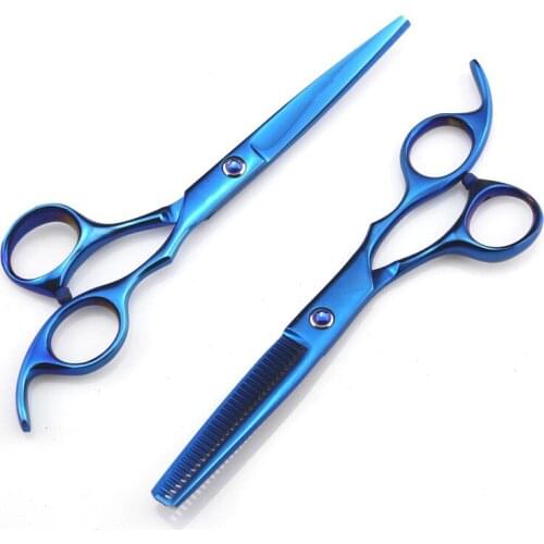 Customize Professional 6 inch 6cr13 classic blue cutting & thinning hairdressing scissor shears cut barber hair scissors set