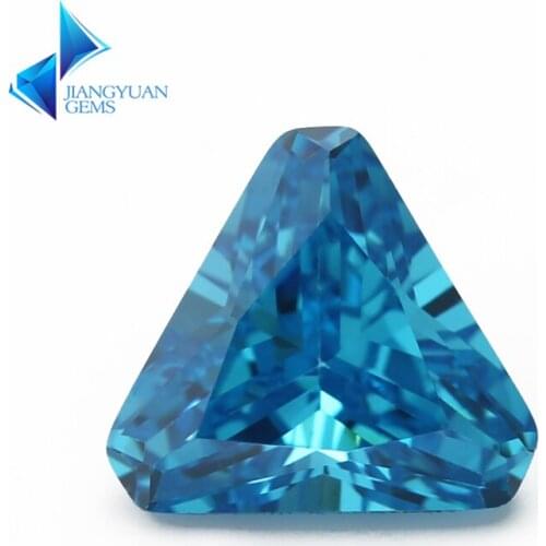 Size 5*5~8*8mm Triangle Shape Chamfered Coner 5A Sea Blue CZ Stone Synthetic Gems Cubic Zirconia For Jewelry
