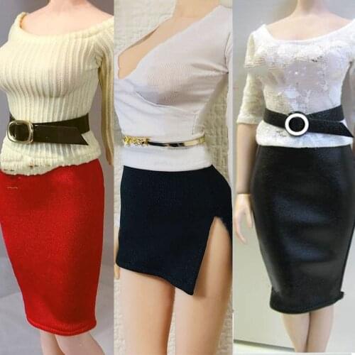 1/6 Scale Sexy Business Clothes Tight-Fitting Hip Skirt Deep V Long-sleeved Professional Slit Short Skirt Clothes Accessory