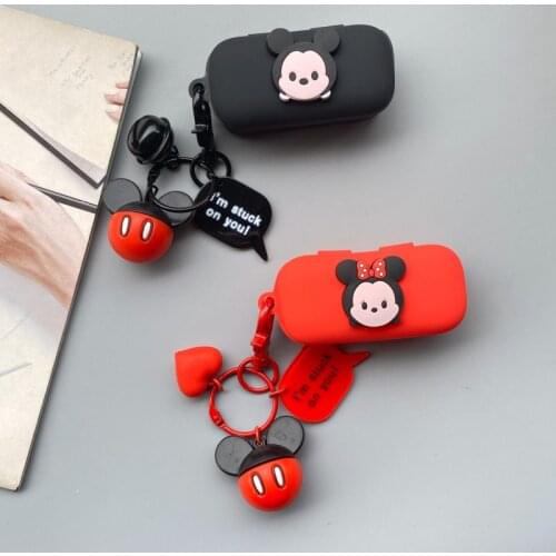 Disney Minnie Mickey Silicone Earphone Case For QCY T5 Wireless Bluetooth Earphone Shockproof Protective Bags