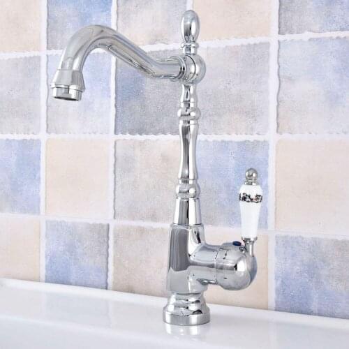 Single Handle Mixer Tap Modern Kitchen Bar Sink Water Faucet Chrome Polished Rotable Basin Faucet Taps Nsf639
