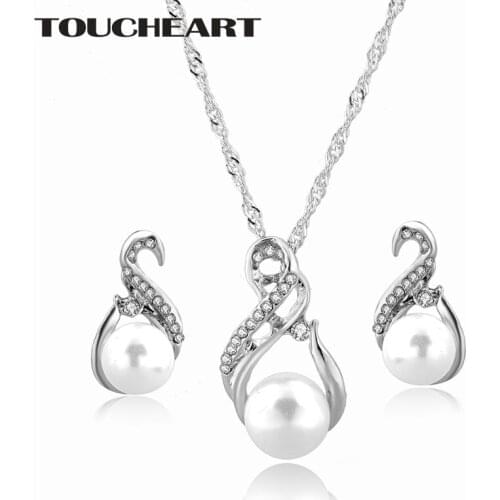 TOUCHEART Silver Pearl Wedding Jewelry Sets For Women Bridal Crystal Gold Earrings Statement Necklace Boho Jewelry Set SET190003