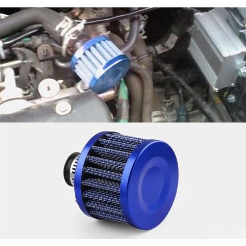 Universal Auto Car Race Sports Air Filter 0.47" 12mm Blue Air Intake Crankcase Vent Valve Cover Breather Filter