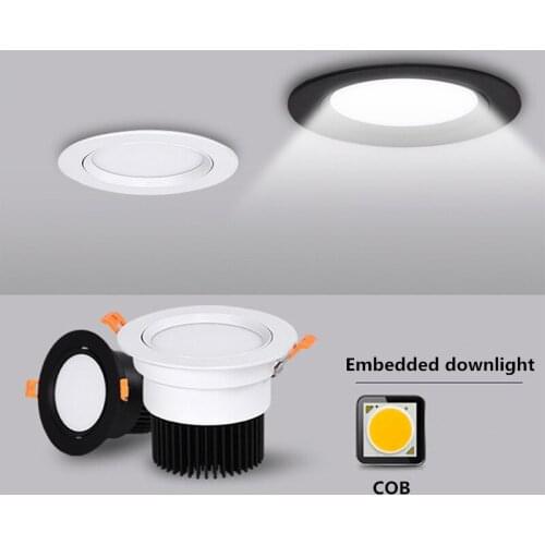 Recessed Dimmable Anti Glare LED Downlights 3W 7W 9W 12W COB LED Ceiling Spot Lights AC85-265V LED Ceiling Lamps Indoor Lighting
