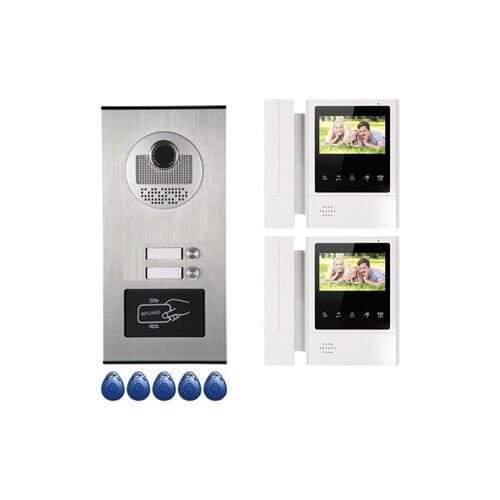 XINSILU New Item Home Security Intercom System Doorphone For 2-apartments w/t 4.3"Video Door Phone Monitors ID card Unlocking