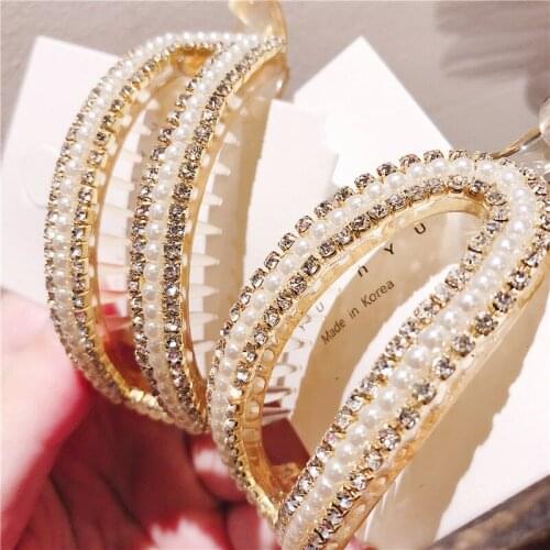 Girl Ponytail Banana clip Rhinestone Women fashion headwear Chalaza Ribbon Hair Claws Elegant Hair Accessories