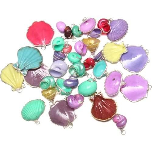 10Pcs Fashion Shell Beads Pendant Irregular Charms Pendants For Jewelry Making DIY Necklace Crafts Decoration Random Color Style