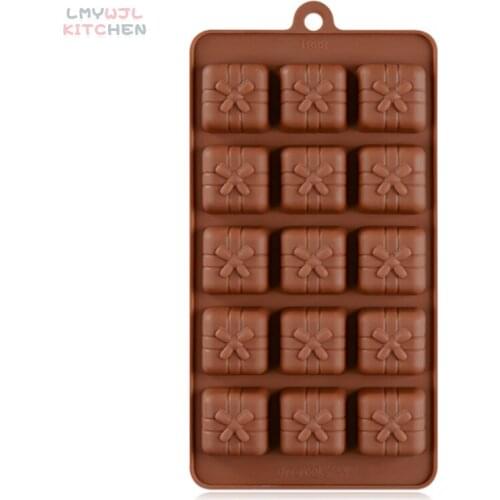 15 Hole Square Gift Box Chocolate Candy Silicone Mold, Baking Cake Decoration Accessories Food Grade Silicone Jelly Pudding Mold