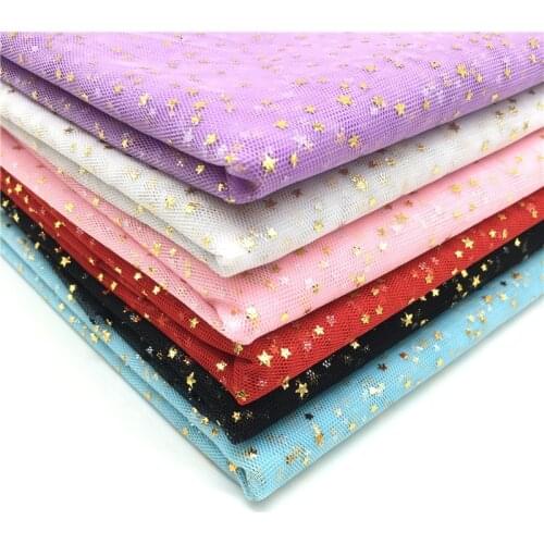 150*50CM White Glitter Golden Star Gauze Fabric Bronzing Tissue Kids Dress Cloth Sewing Doll Cloth DIY Craft Wedding Decoration