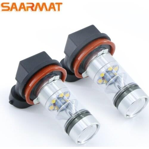 2 Pcs LED CanBus H11 H8 bulbs + No error H11 Decoder For Car Fog Lights Daytime Running Lamp DRL For Mazda 3/5/6 CX-5 CX-7 @12V