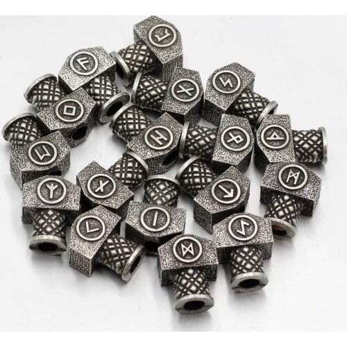 23 Pcs Viking Thor Hammer Rune Hair Beads for Bracelet or Necklace