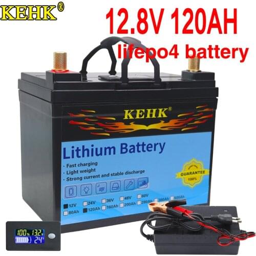12V 120Ah LiFePO4 Battery Pack With BMS Lithium Power Golf Cart Batteries rv campers Off-Road Off-grid Solar energy + charger