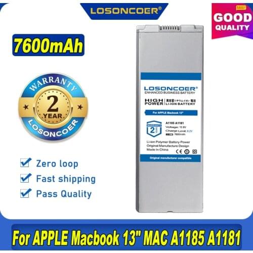 7600mAh Battery For APPLE Macbook 13" MAC A1185 A1181 MA566FE/A MB881LL/A MA472 MA701 MA566 MA561 MA566G/A MA566J/A Battery