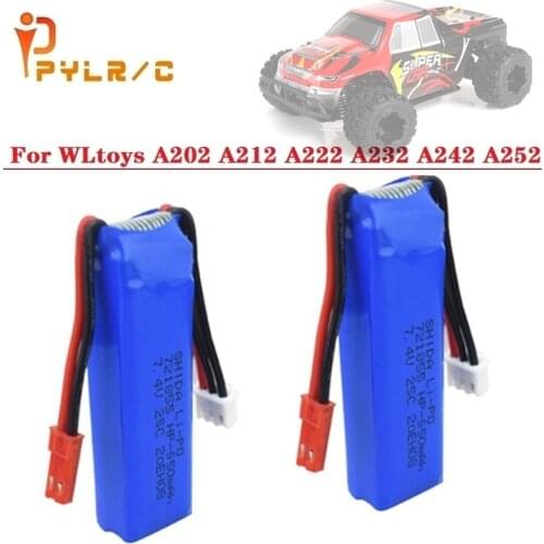 2PCS/4PCS 7.4V 650mAh Lipo Battery for WLtoys A202 A212 A222 A232 A242 A252 4WD RC Car 7.4 V 721855 2S for RC car spare parts