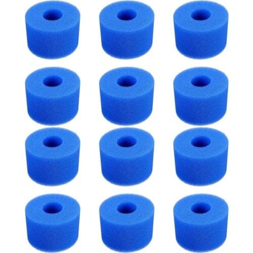 12PCS Swimming Pool Accessories Filter Sponge Replacements for Intex Type S1 Washable Reusable Filter Foam Sponge Cartridge