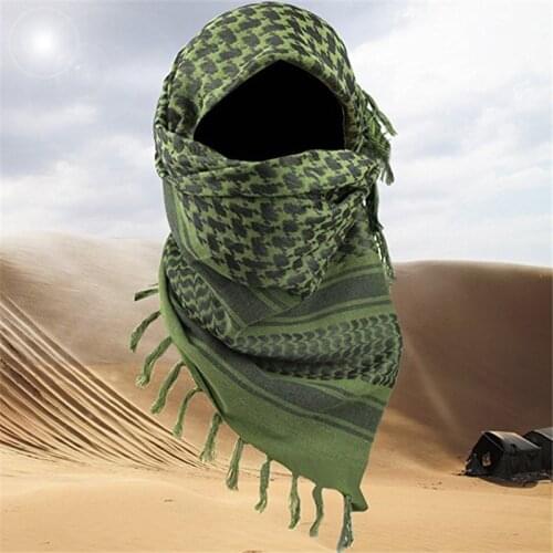 Arabic Scarf Cotton Military Shemagh Keffiyeh 34"x34" Tactical Arab Scarf Shawl Neck Cover Head Wrap For Men Women Hiking Scarve