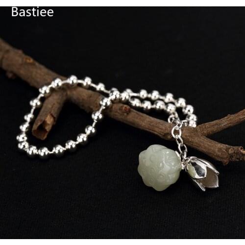 Bastiee Lotus Jade Silver 925 Jewelry Bracelet For Women Bracelets Hmong Jewelry Luxury Gifts Jewellery Silver Beads