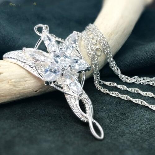 Princess Arwen Evenstar Pendant Necklaces Women Girls Arwen Crystal Necklace S925 Sliver Jewelry Gift With Metal Jewelry Box
