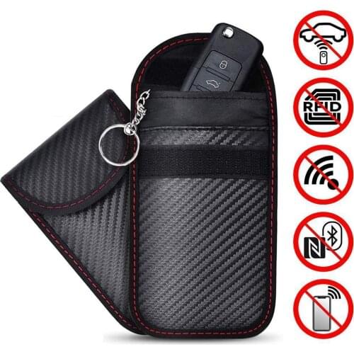 Car Key Signal Blocker Case Car Key Bag Black Color Cage Fob Pouch Keyless RFID Blocking Bag Dropshipping