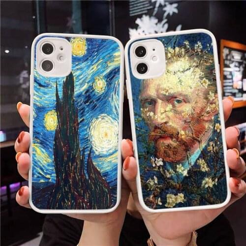 Van Gogh Daisy sunflower Art Design Phone Case Matte transparent For White iPhone 12 Mini 11 Pro XR XS Max 7 8 Plus X Back Cover