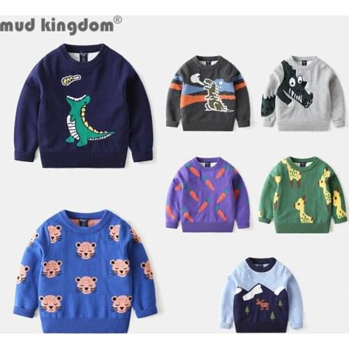 Mudkingdom Kids Fleece Sweater Long Sleeve Pullover Loose Fit Pull On Cartoon Tops Crew Neck Children Clothing for Autumn Winter
