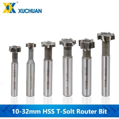 T-Slot Router Bit HSS End Mill 10-32mm Straight Shank Milling Cutters For Metalworking Keyway Tool Tungsten Carbide Cutter