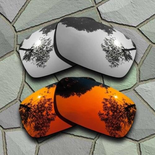 Chrome&Red Orange Sunglasses Polarized Replacement Lenses for Oakley Crankcase