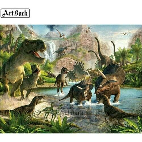 ARTBACK 5d diy diamond painting dinosaur full square animal 50x65cm diamond mosaic 3d round sticker home decoration gift